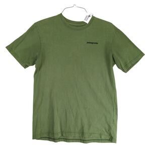 Patagonia Regular Fit Men's S T-Shirt Green Logo Organic Cotton Outdoor Gorpcore